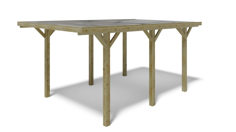 Carport, abri de voiture  3.04x5.12 m - 15.56 m2 - couverture PVC 