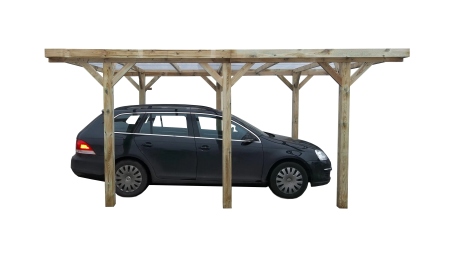Carport, abri de voiture  3.04x5.12 m - 15.56 m2 - couverture PVC 