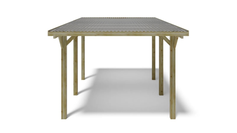 Carport, abri de voiture  3.04x5.12 m - 15.56 m2 - couverture PVC 