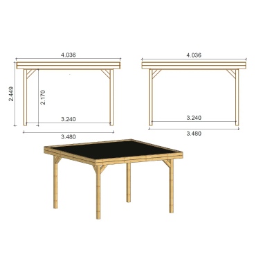 Pergola de jardin 4.04x4.04m - traité 2