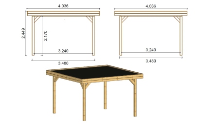 Pergola de jardin 4.04x4.04m - traité