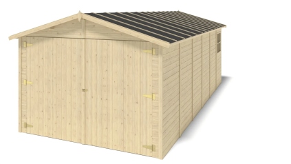 Garage en bois - 18.19m2 - 3.05x5.91m - Ep. 18mm - couleur: naturel