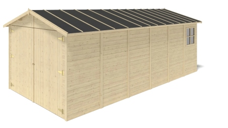 Garage en bois - 18.19m2 - 3.05x5.91m - Ep. 18mm - couleur: naturel