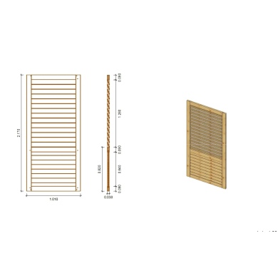Panneau pour pergola avec persienne 1,01x2,17m 2