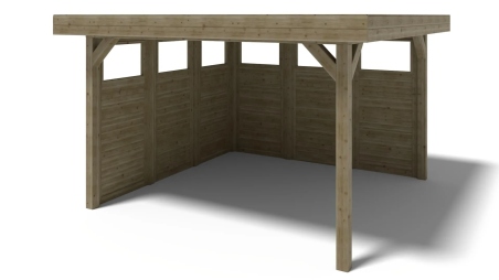 Pergola de jardin 4.04x4.04m avec panneaux - traité