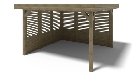 Pergola de jardin 4.04x4.04m avec panneaux - traité