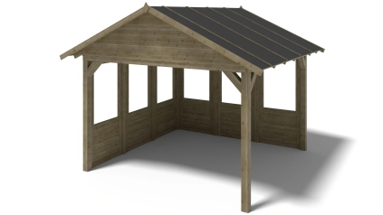 Pergola de jardin 4.04x4.04m avec panneaux - traité
