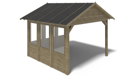 Pergola de jardin 4.04x4.04m avec panneaux - traité