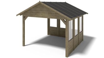 Pergola de jardin 4.04x4.04m avec panneaux - traité
