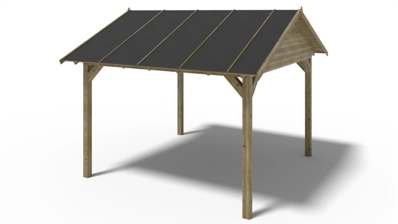 Pergola de jardin 4.04x4.04m avec panneaux - traité