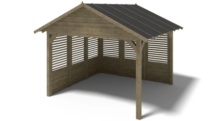 Pergola de jardin 4.04x4.04m avec panneaux - traité