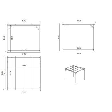 Carport, abri de voiture  3x3 m - 9 m2 2