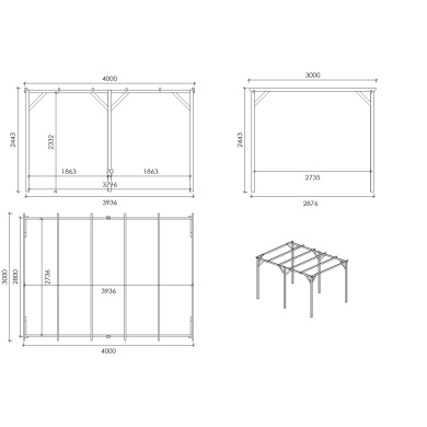 Carport, abri de voiture  3x4 m - 12 m2 2