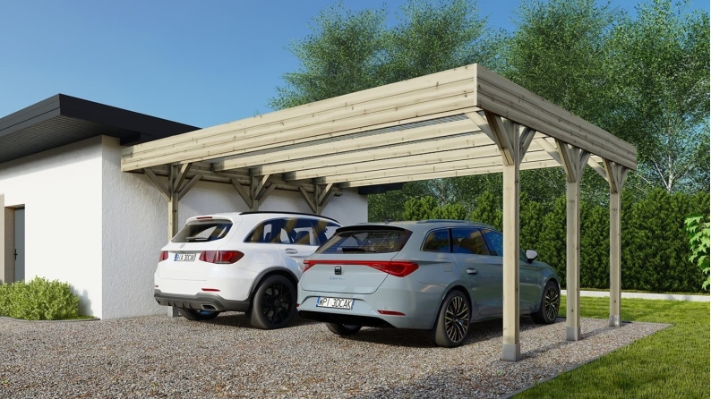 Carport, abri de voiture  6.06x5.03 m - 30 m2 - couverture PVC 