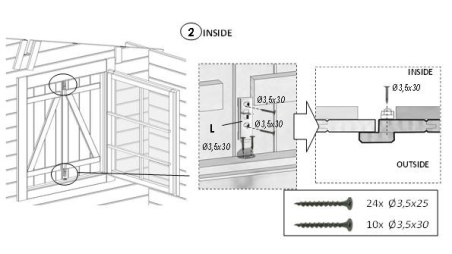 Volets en bois pour fenêtre, imprégnés en marron - ensemble