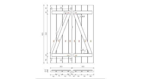 Volets en bois pour fenêtre, imprégnés en marron - ensemble