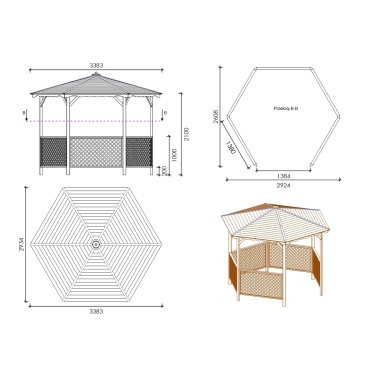 Pergola de jardin, abri pare-soleil 3.38x2.79 m – Traité 2