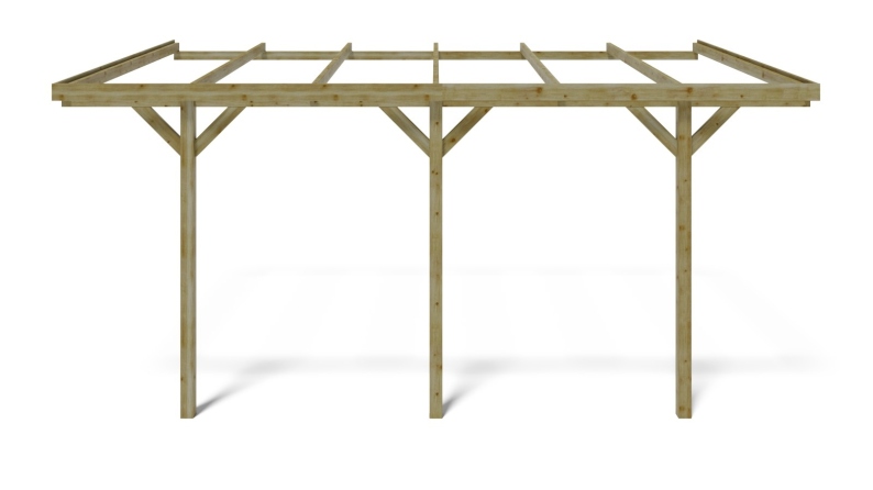 Carport, abri de voiture  3x5.24 m - 15 m2 - adossé 
