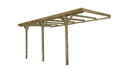 Carport, abri de voiture  3x5.24 m - 15 m2 - adossé 