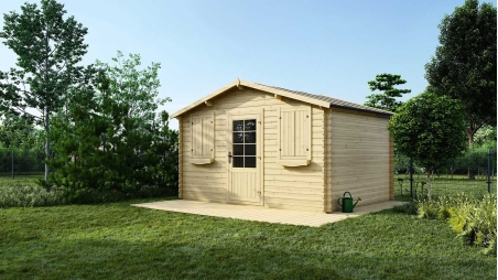 Abri de jardin en bois - 12m2 - 4x3m - Ep. 28mm - Couleur: naturel