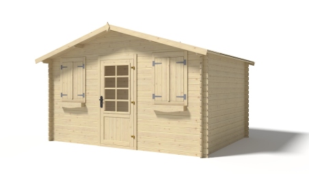Abri de jardin en bois - 12m2 - 4x3m - Ep. 28mm - Couleur: naturel