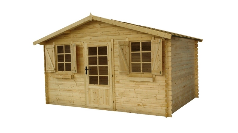 Abri de jardin en bois - 12m2 - 4x3m - Ep. 28mm - Couleur: naturel
