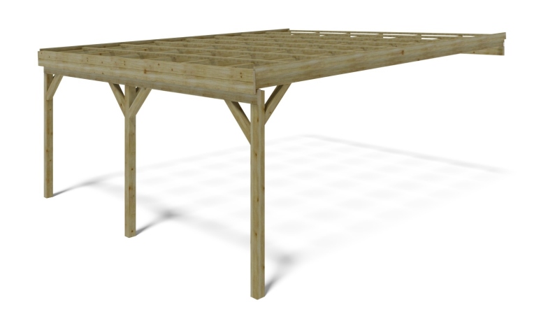 Carport, abri de voiture  5.8x5.06 m - 29 m2 - adossé 