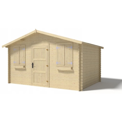 Abri de jardin en bois - 12m2 - 4x3m - Ep. 28mm - Couleur: naturel 2