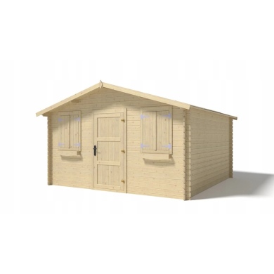 Abri de jardin en bois - 16m2 - 4x4m - Ep. 28mm - Couleur: naturel 2