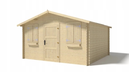 Abri de jardin en bois - 16m2 - 4x4m - Ep. 28mm - Couleur: naturel