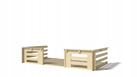 Terrasse en bois avec balustrade pour abri en bois - 12m2 - 4m x 3m - couleur: naturel