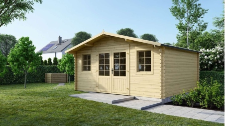 Abri de jardin en bois - 19.2m2 - 4.8x4m - Ep. 40mm - Couleur: naturel