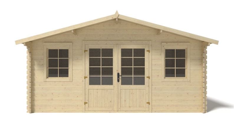 Abri de jardin en bois - 19.2m2 - 4.8x4m - Ep. 40mm - Couleur: naturel