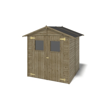 Abri de jardin en bois 3.46 m2 - 1.9x1.82 m - traité - Couleur: vert 2
