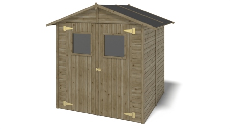 Abri de jardin en bois 3.46 m2 - 1.9x1.82 m - traité - Couleur: vert