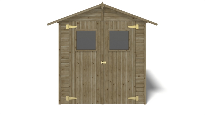 Abri de jardin en bois 3.46 m2 - 1.9x1.82 m - traité - Couleur: vert