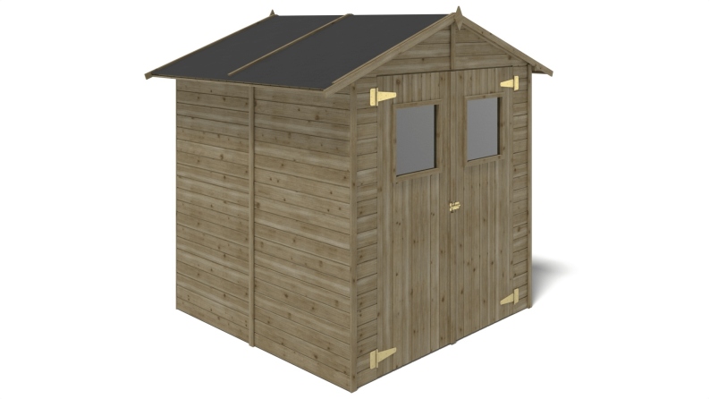 Abri de jardin en bois 3.46 m2 - 1.9x1.82 m - traité - Couleur: vert