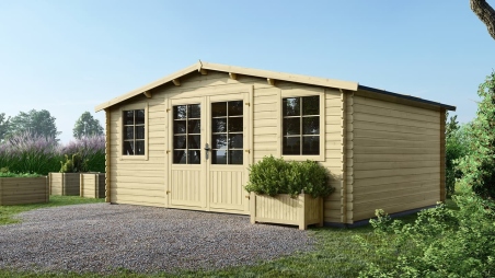 Abri de jardin en bois - 20m2 - 5x4m - Ep. 28mm - Couleur: naturel
