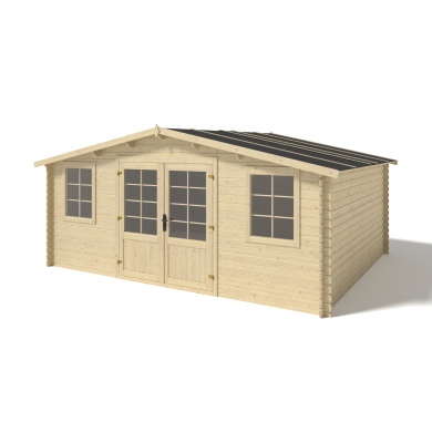 Abri de jardin en bois - 20m2 - 5x4m - Ep. 28mm - Couleur: naturel 2