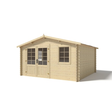 Abri de jardin en bois - 16m2 - 4x4m - Ep. 40mm - Couleur: naturel 2