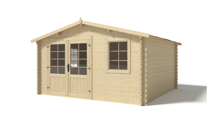 Abri de jardin en bois - 16m2 - 4x4m - Ep. 40mm - Couleur: naturel