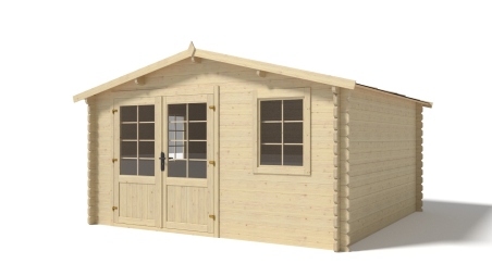 Abri de jardin en bois - 16m2 - 4x4m - Ep. 40mm - Couleur: naturel