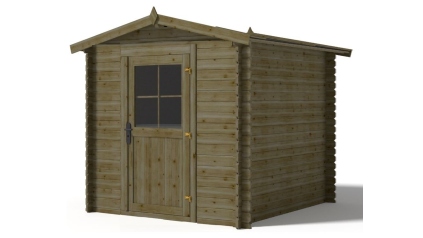 Abri de jardin en bois - 4.75m2 - 1.9x2.5m - Traité - Ep. 28mm - Couleur: vert