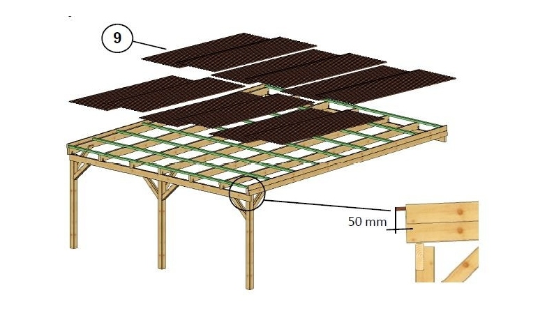 Carport, abri de voiture  5.8x5.06 m - 29 m2 - couverture PVC 