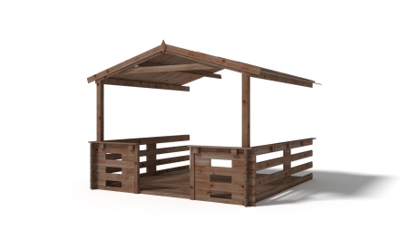 Avant-toit en bois 3x3m pour le chalet de jardin 3m, traité, marron
