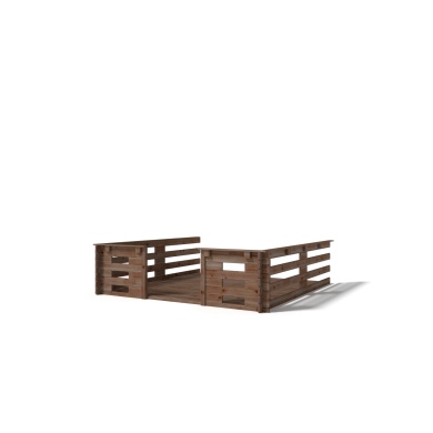 Terrasse en bois avec balustrade pour abri en bois - m2 - 3m x 3m - imprégnée - couleur: 