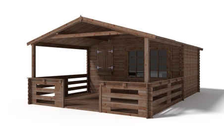 Avant-toit en bois 4x3m pour le chalet de jardin 4m, traité, marron