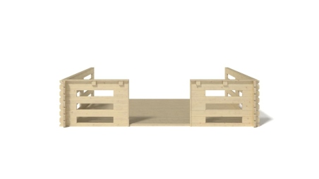 Terrasse en bois avec balustrade pour abri en bois - 12m2 - 4m x 3m - couleur: naturel