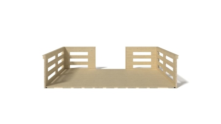Terrasse en bois avec balustrade pour abri en bois - 12m2 - 4m x 3m - couleur: naturel