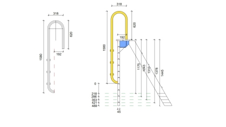 Échelle de piscine en acier inoxydable à 3 marches